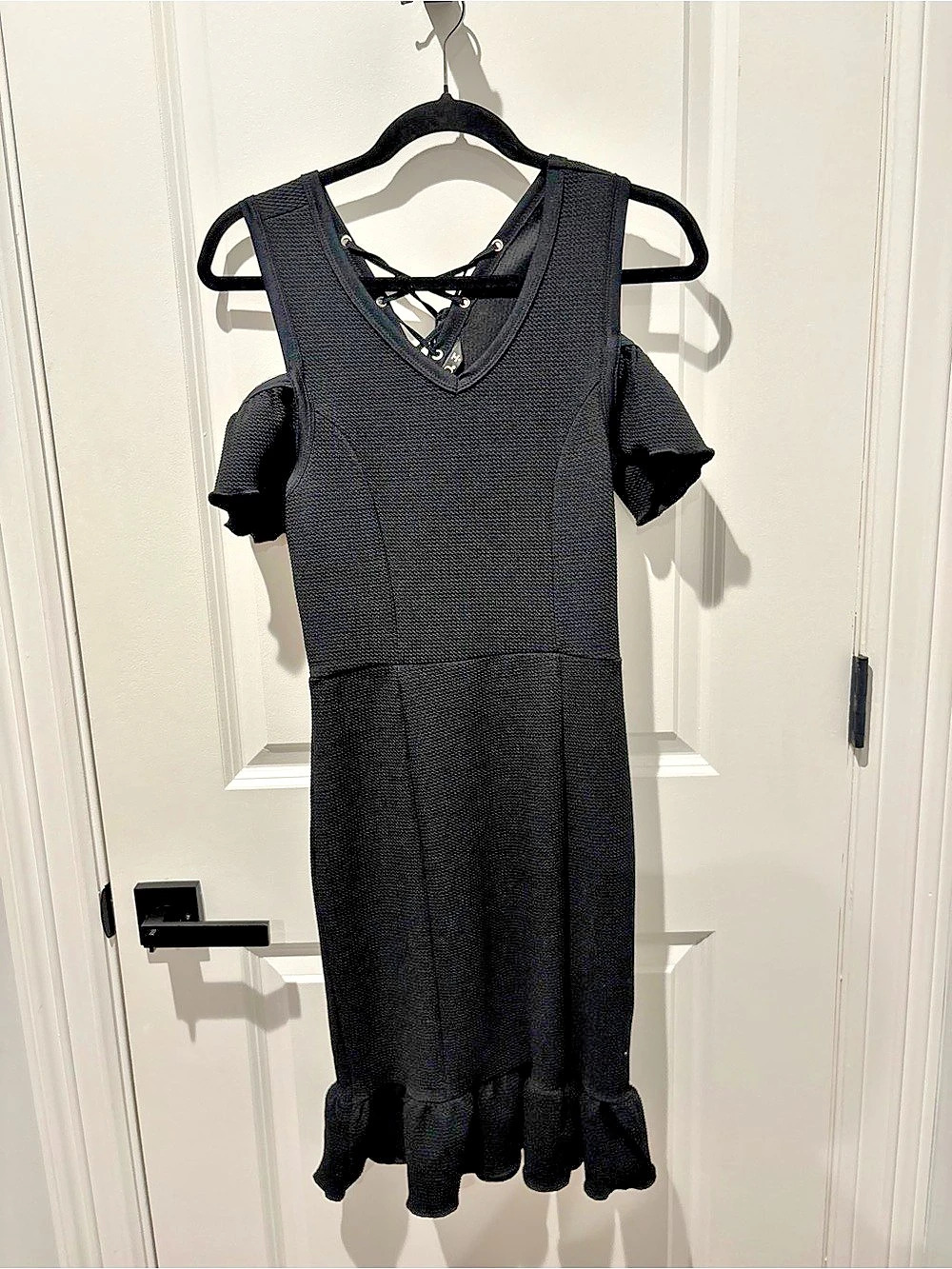 XOXO Black Lace-Up Mini Dress Like New